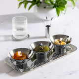 Striations Trio Bowl Set - Silver