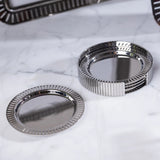 Striations Coasters in Holder - Silver (Set of 4)