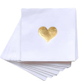 Gold Heart Cocktail Napkins