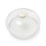 Footed Cake Plate Dome - White Swirl