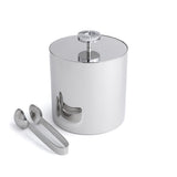 Striations Ice Bucket & Tongs - Silver