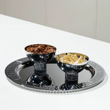 Striations Serving Tray Round - Silver